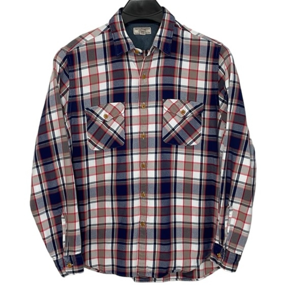 Wallace & Barnes from J. Crew men’s Large‎ cotton long  plaid work shirt. EUC
